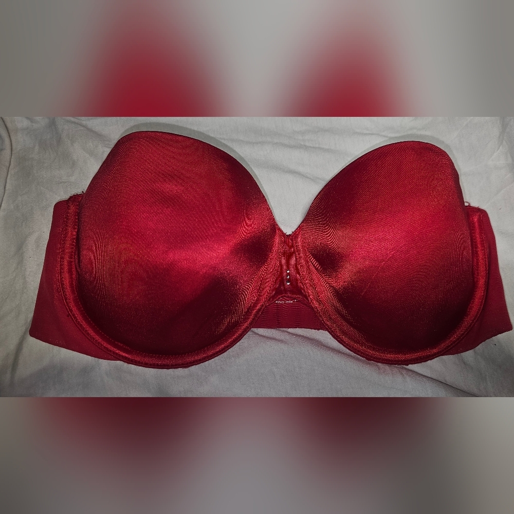 Victoria Secret 34D Strapless BIOFIT multi-way BRA RED BOLD EUC